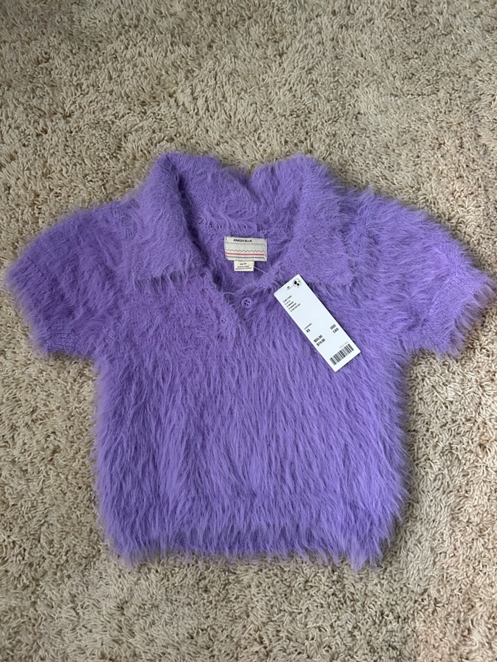 NWT Kimichi Blue Urban Outfitters Fuzzy Polo Top Size XS